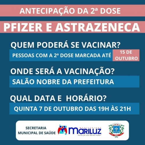  Vacinação contra a Covid-19 segunda dose AstraZeneca e Pfizer