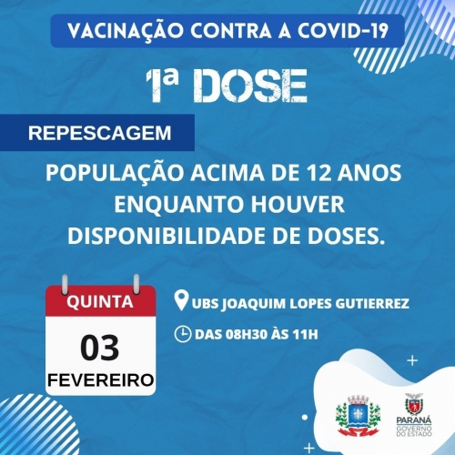 Repescagem Primeira dose para pessoas com idade de 12 anos acima