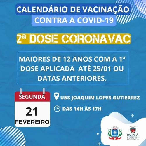 Calendário de Vacinação contra a Covid-19 