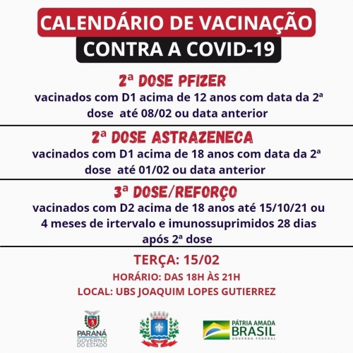 Fique atento ao Calendário de Vacinação!