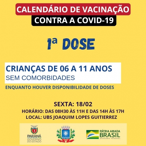 Calendário de Vacinação contra a Covid-19 