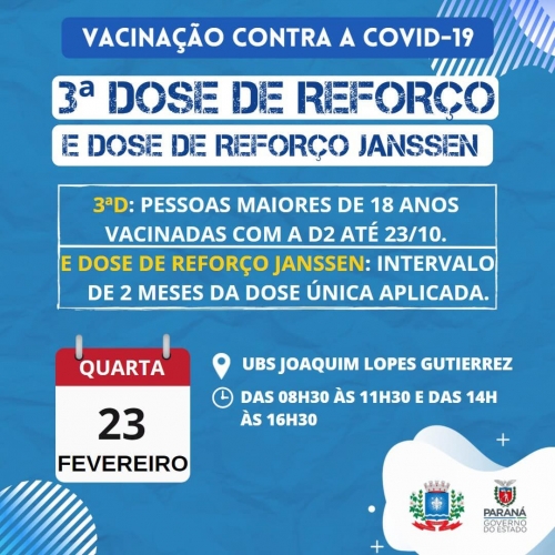 Calendário de vacinação contra a Covid-19 dose de reforço 