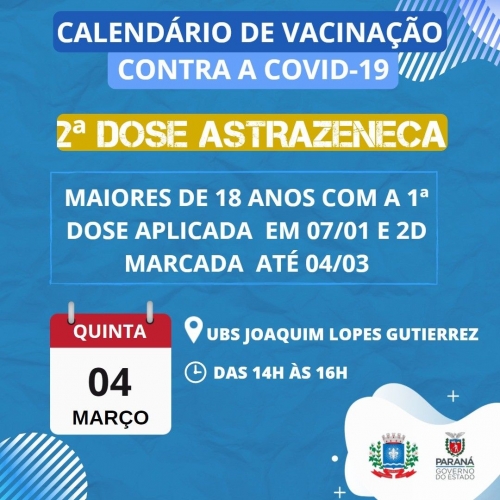 Calendário de Vacinação contra a Covid-19 