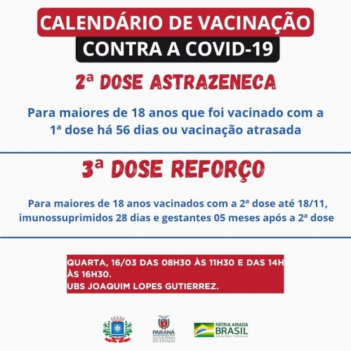 Calendário de vacinação contra a Covid-19