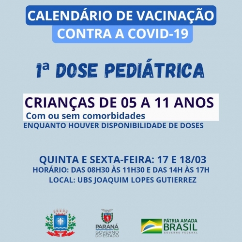 Calendário de Vacinação contra a Covid-19 vacinação pediátrica