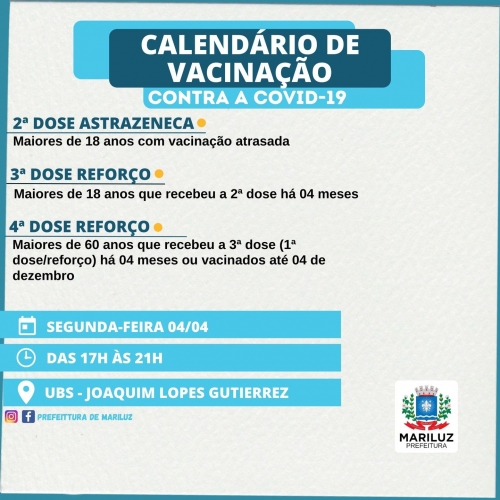 Calendário de Vacinação contra a Covid-19 