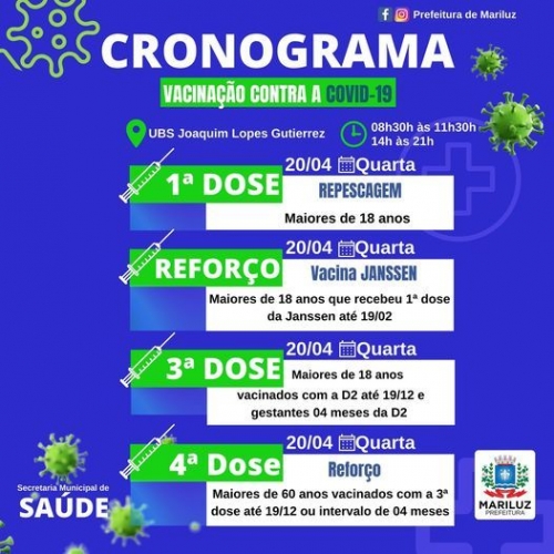 Cronograma de vacinação Município de Mariluz