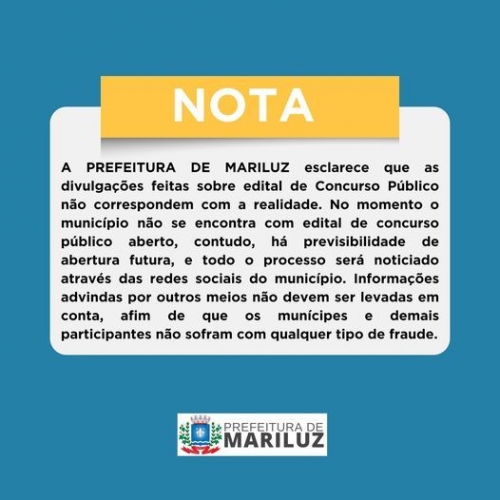 Comunicado importante da Prefeitura de Mariluz