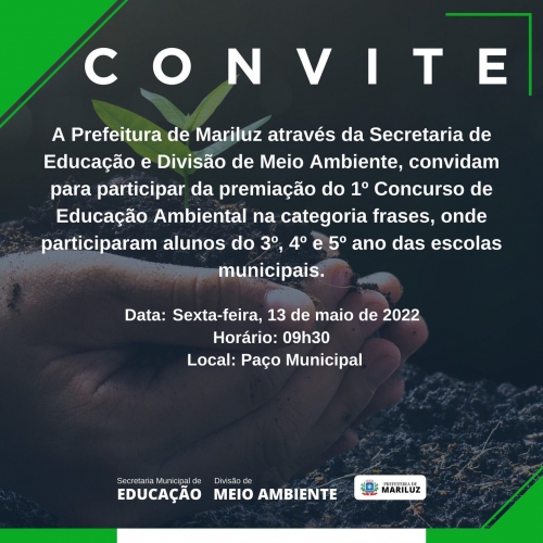 Convite da Secretaria Municipal de Educação de Mariluz 