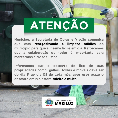 Comunicado importante da Secretaria de Obras e Viação