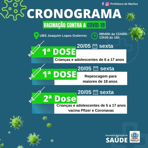 Cronograma de vacinação contra a Covid-19 Município de Mariluz