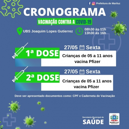 Cronograma de vacinação contra a Covid-19 Município de Mariluz
