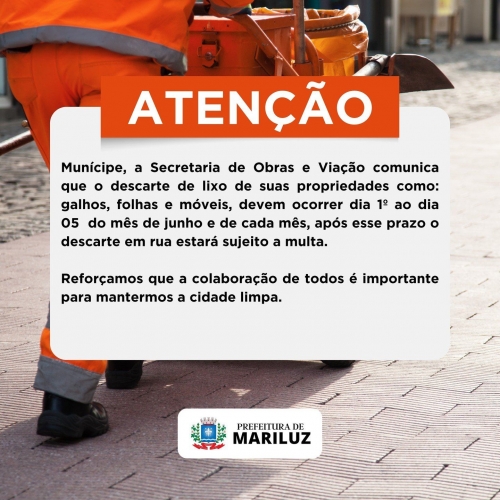 Comunicado da Secretaria de Obras e Viação