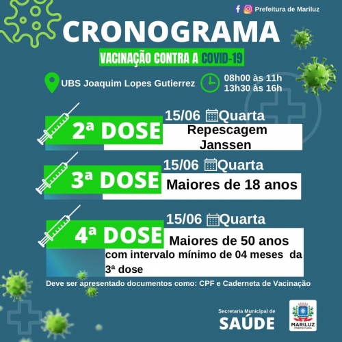 Cronograma de vacinação contra a Covid-19.