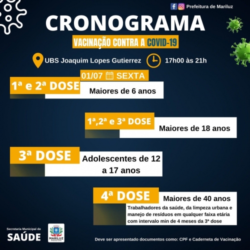 Cronograma de vacinação contra a Covid-19