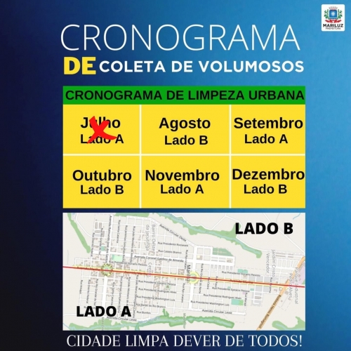 Cronograma de coleta de volumosos em nossa cidade