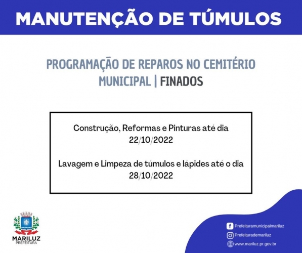 Programação de limpeza no Cemitério Municipal