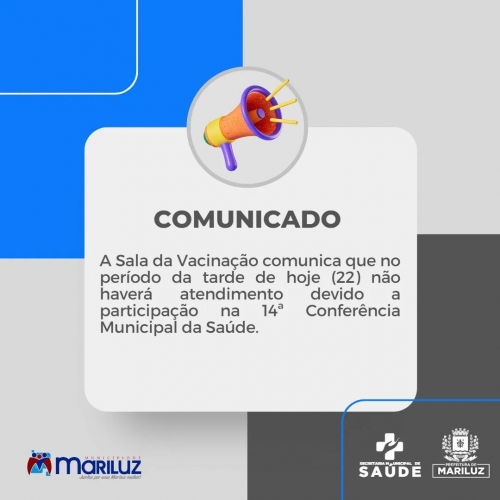 Comunicado da Sala de Vacinação de Mariluz