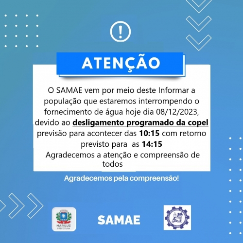 Atenção! Comunicado importante do SAMAE