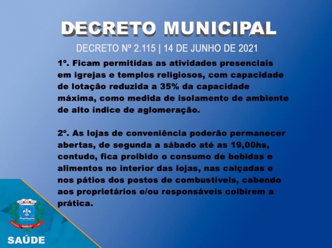 Decreto Municipal  Nº 2.115, de 14 de junho de 2021