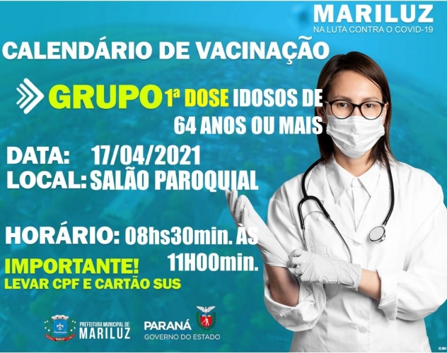 Calendário de Vacinação Idosos 64 anos ou mais