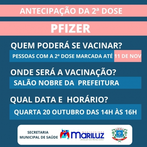 Calendário de Vacinação contra a Covid-19 Pfizer e AstraZeneca