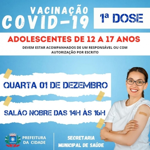 Calendário de Vacinação contra a Covid-19 imunização para adolescentes de 12 a 17 anos