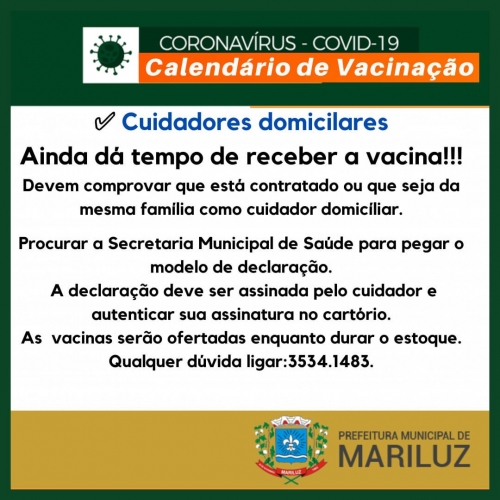 Vacinação para cuidadores domiciliares 