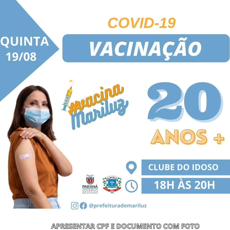 Vacinação contra a Covid-19 população geral 20 anos ou mais 