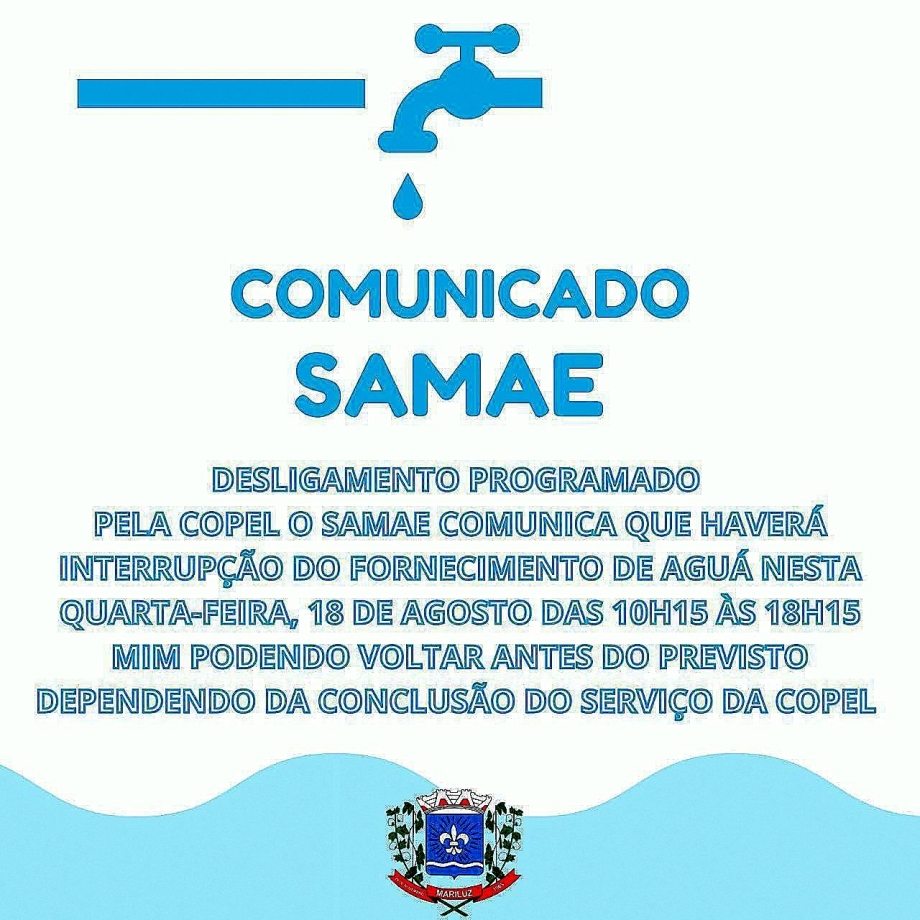 Comunicado importante do SAMAE de Mariluz