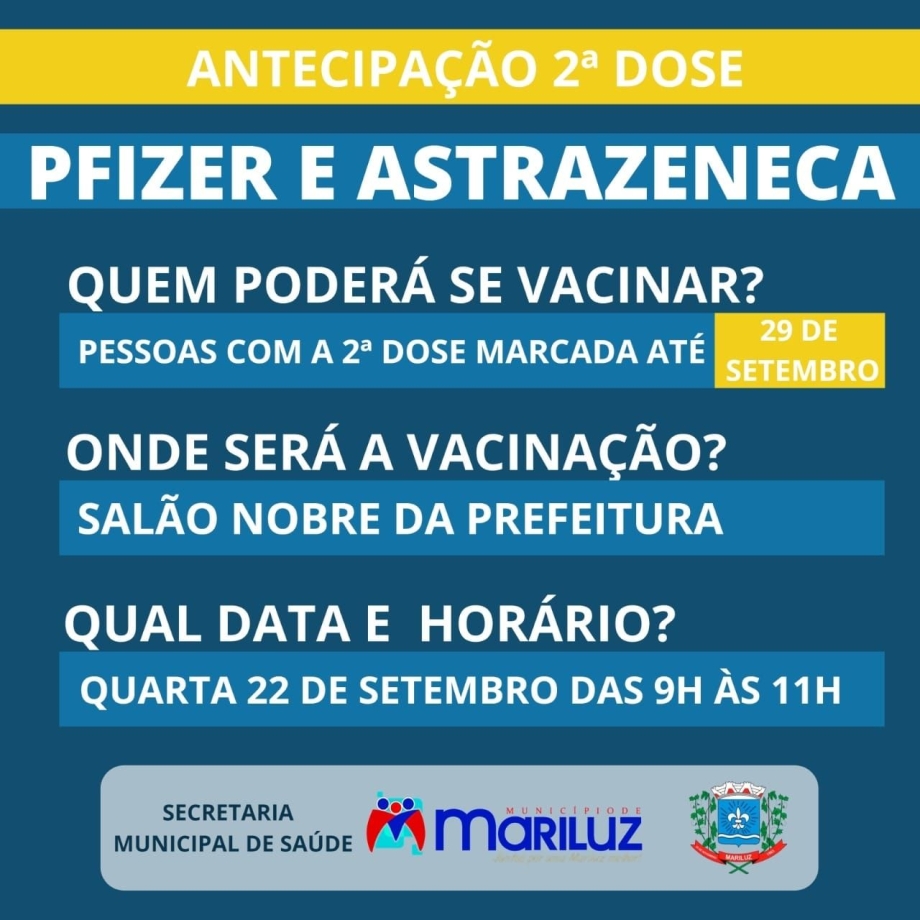 Calendário de vacinação contra a Covid-19 antecipação segunda dose AstraZeneca e Pfizer