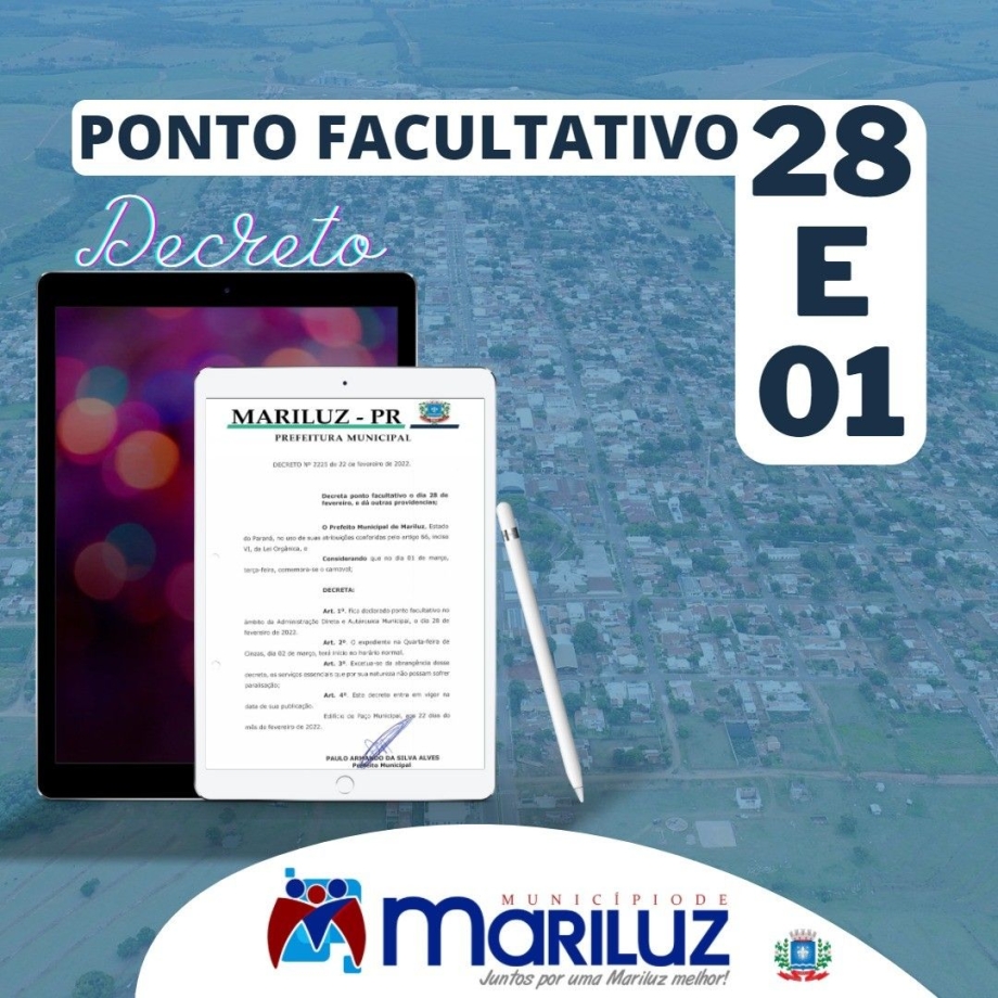 Prefeito de Mariluz decretou ponto facultativo no Município