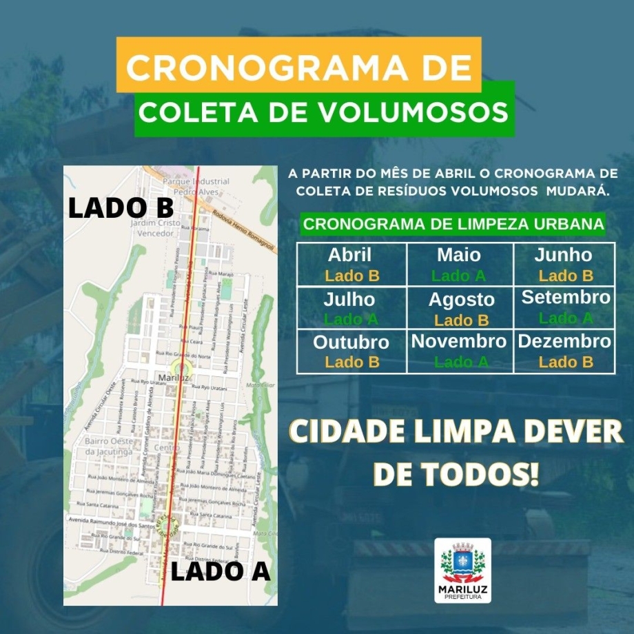 Município de Mariluz lançou o cronograma de Coleta de Lixos Volumosos 