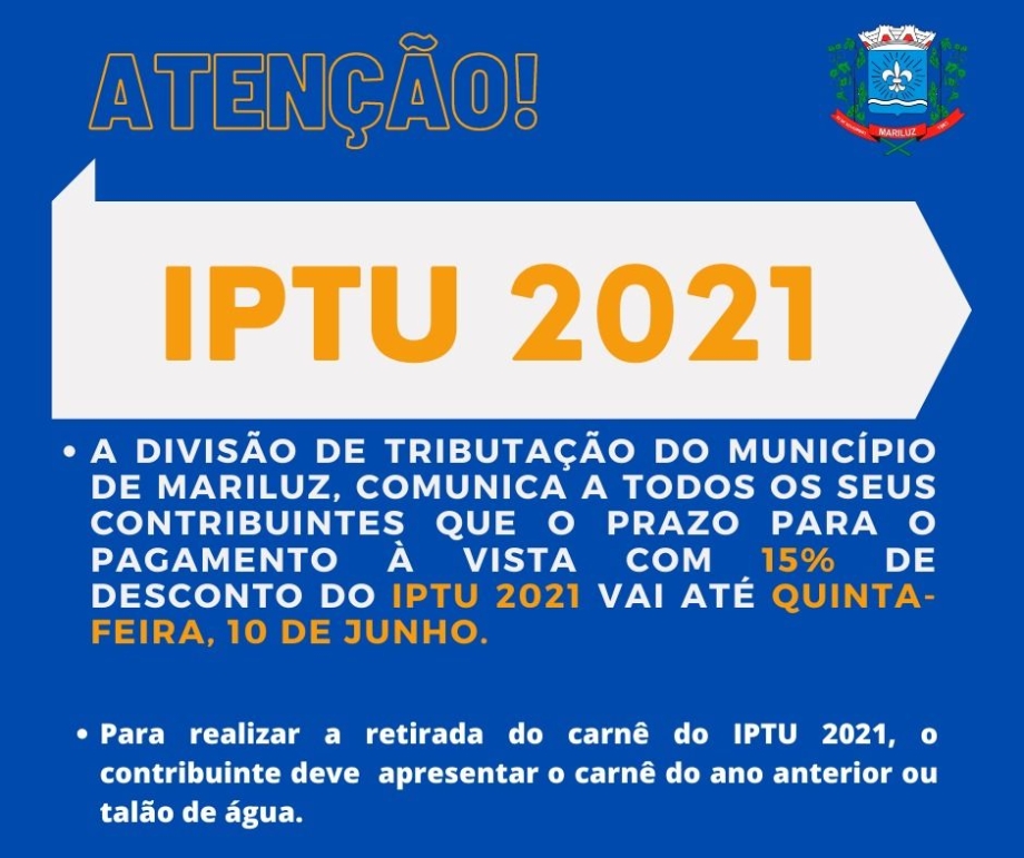Comunicado importante! Da Divisão Municipal de Tributação