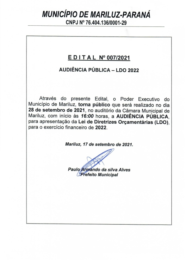 Atenção! convocação para Audiências Públicas no próximo dia 28 de setembro