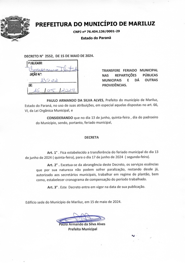 Decreto Municipal 
