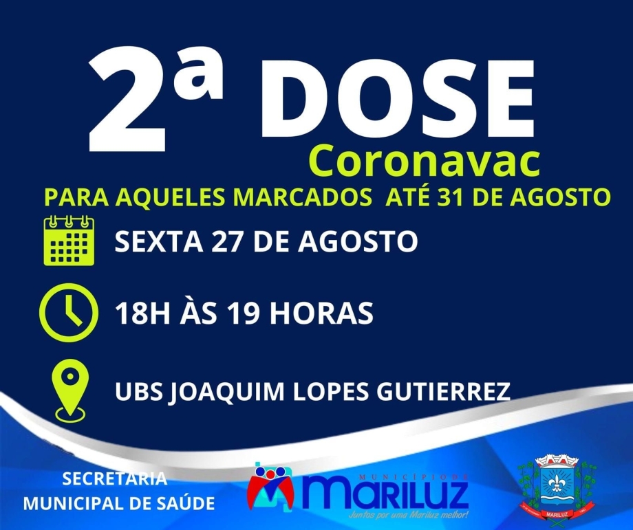 Calendário de vacinação contra a Covid-19 segunda dose segunda dose vacina Coronavac