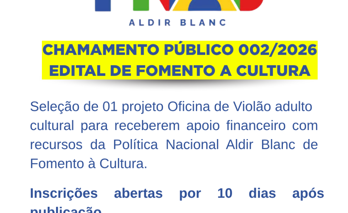 Chamamento público 02/2026 oficina de violão 