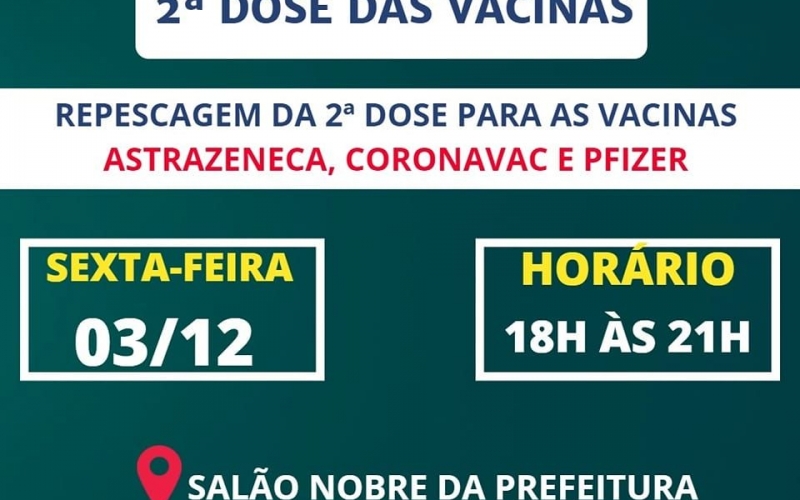 Município de Mariluz realizará repescagem das vacinas AstraZeneca, CoronaVac e Pfizer