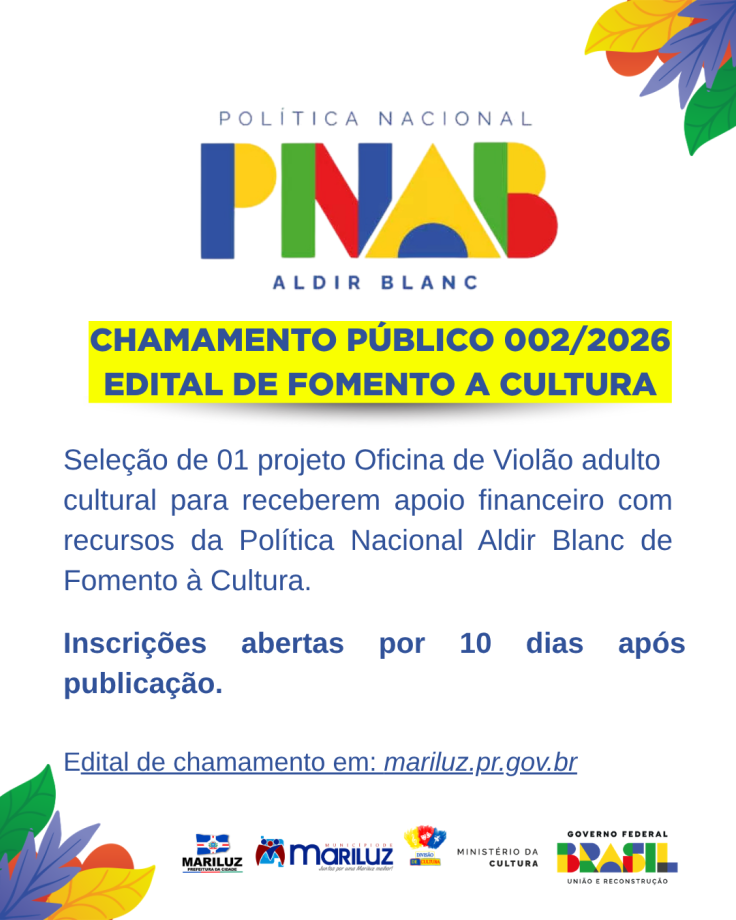 Chamamento público 02/2026 oficina de violão 