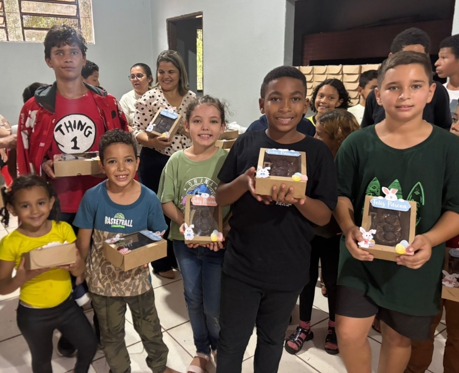 Páscoa de alegria e afeto marca encontro de 110 crianças atendidas pelo SCFV de Mariluz